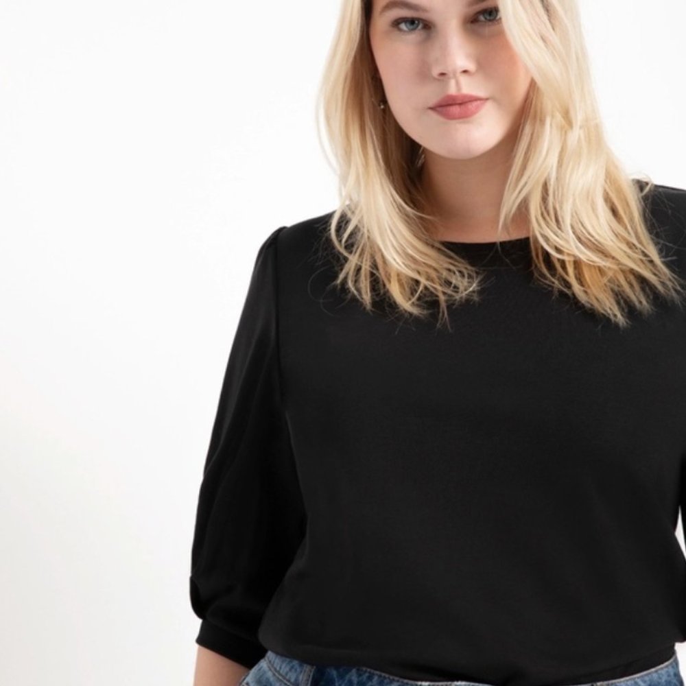 Eloquii Puff Sleeve Ponte Top